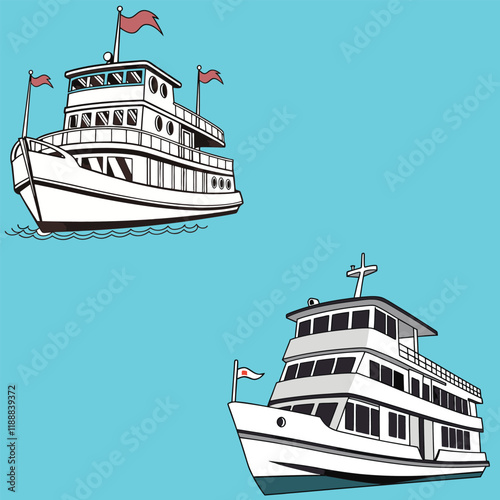 Tourist ship  bundle design art and illustrator eps