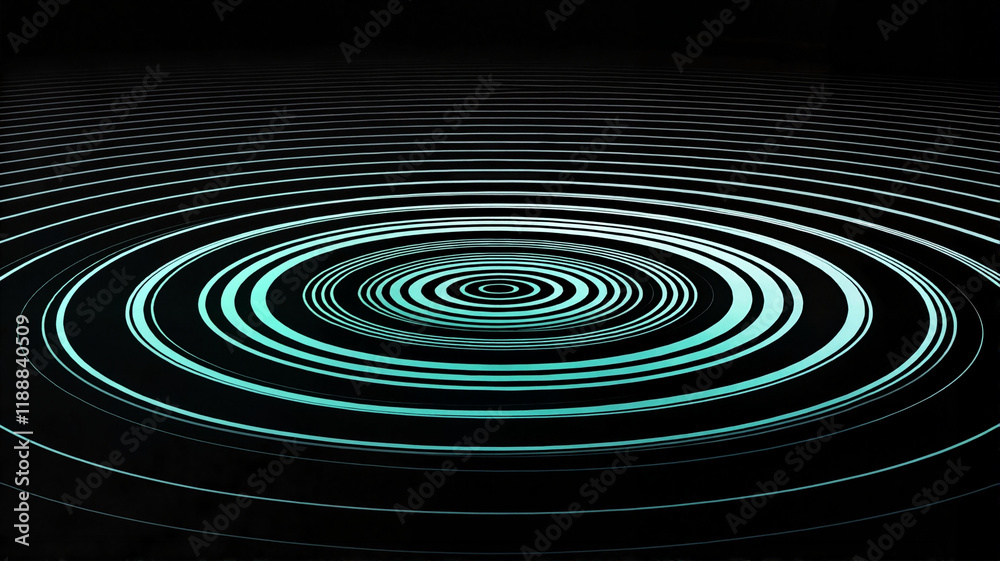 Circular neon ripples in a black void Circular neon ripples in a black void