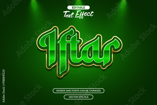 Iftar editable text effect with green background 