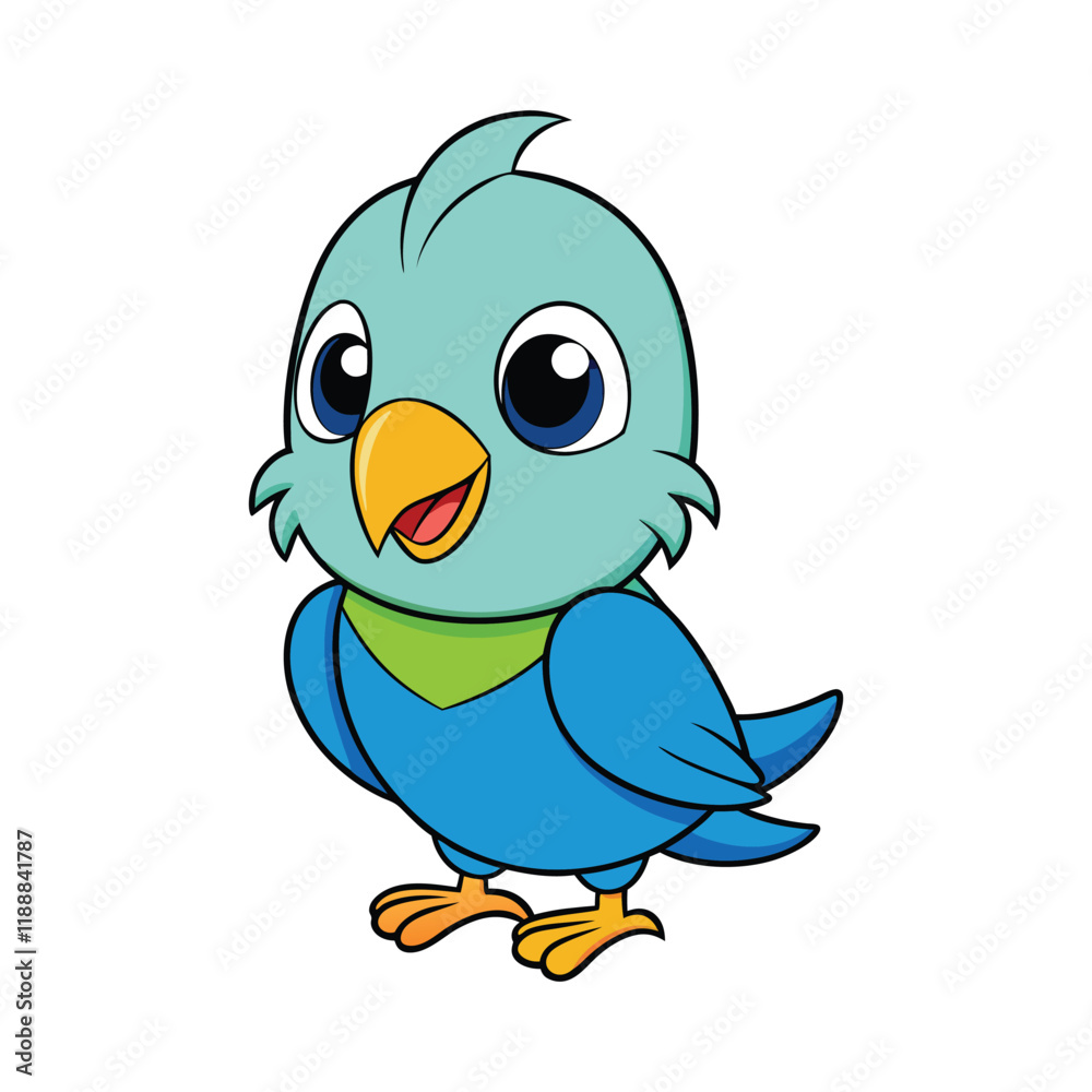 Fototapeta premium Cheerful Cartoon Lovebird Illustration on White Background