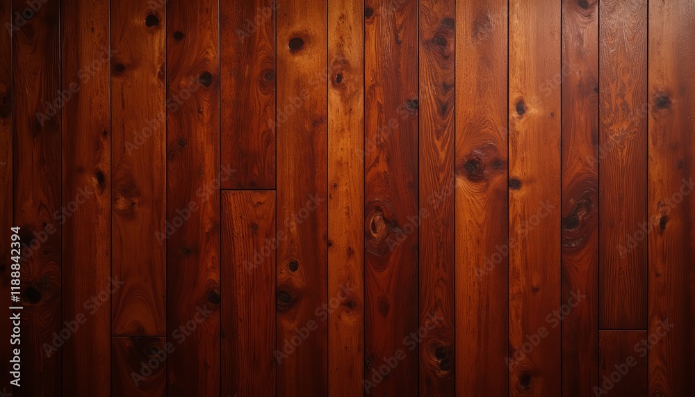 Fototapeta premium The brown wooden wall is empty, there is no furniture or decorations on it.