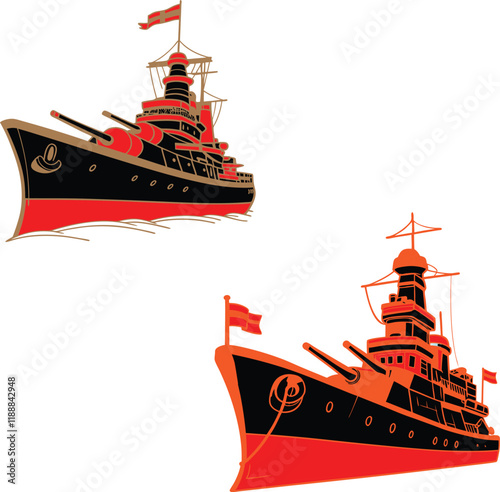 Us war ship  bundle design art and illustrator eps