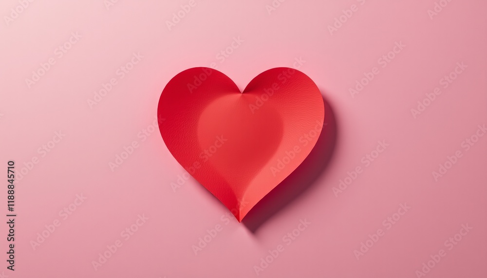 Red paper heart on a pink background. Red paper heart on a pink background.