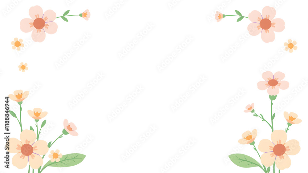 Floral Frame Border: Delicate peach and yellow flowers create a charming frame, perfect for adding a touch of springtime elegance to invitations, cards, or social media posts. Floral Frame Border: Delicate peach and yellow flowers create a charming frame, perfect for adding a touch of springtime elegance to invitations, cards, or social media posts.