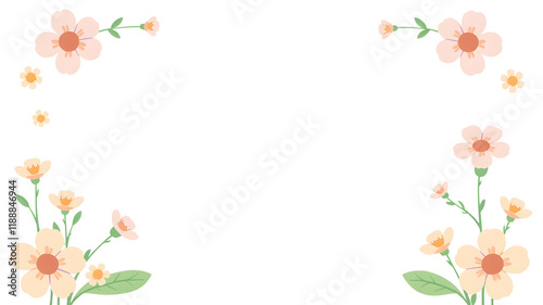 Floral Frame Border: Delicate peach and yellow flowers create a charming frame, perfect for adding a touch of springtime elegance to invitations, cards, or social media posts.
