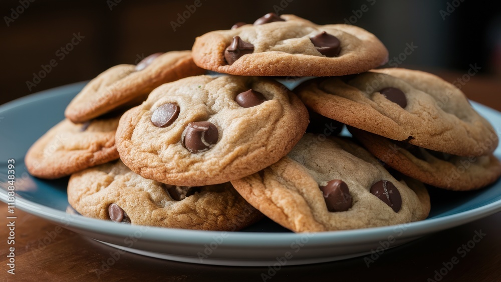 chocolate chip cookies, stack of cookies, plate, warm tones, close-up, comfort food, baked goods, homemade, soft texture, golden brown, delicious, appetizing, food photography, shallow depth of field, chocolate chip cookies, stack of cookies, plate, warm tones, close-up, comfort food, baked goods, homemade, soft texture, golden brown, delicious, appetizing, food photography, shallow depth of field,