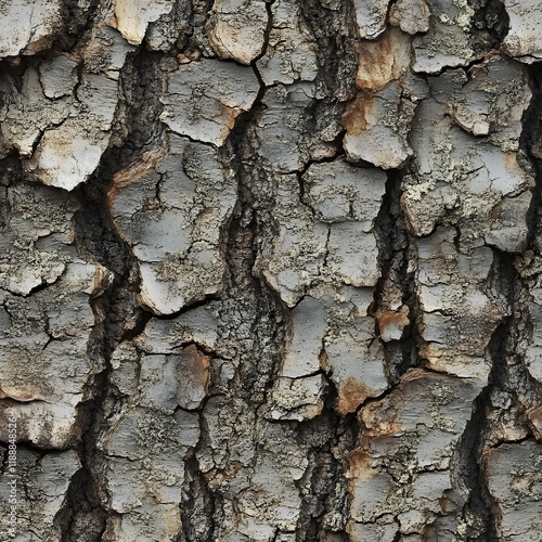 Seamless Forest Bark Texture, Seamless Rugged Tree Bark Texture with Deep Grooves, Texture of a Natural Tree Bark Surface with Brown and Grey Tones photo