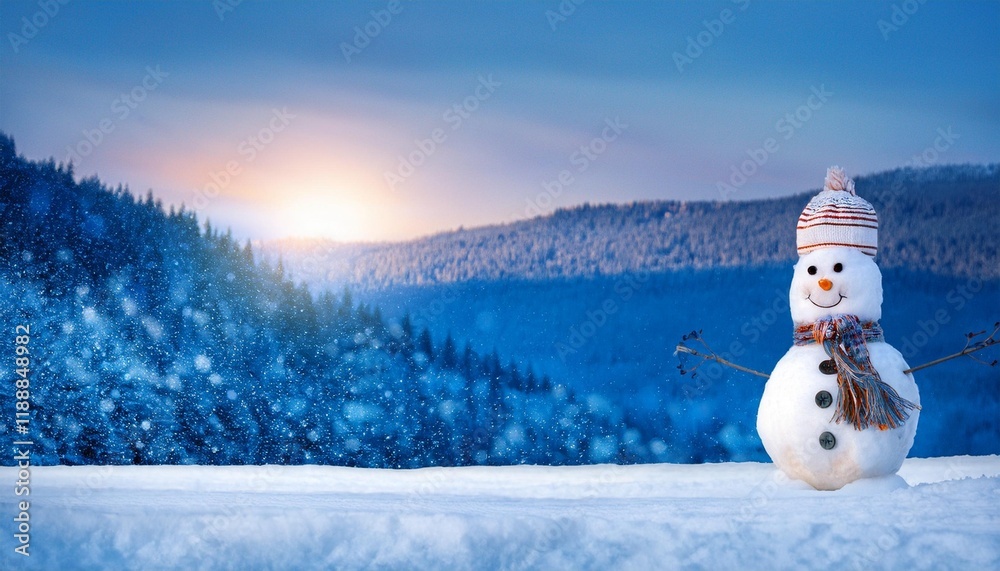 Fototapeta premium snowman in the snow