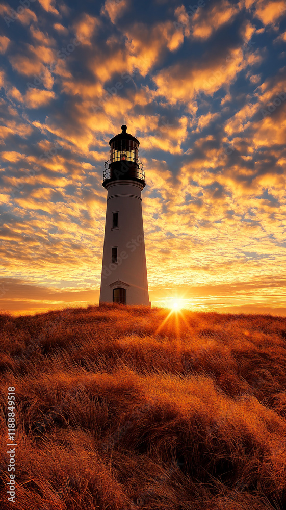stunning lighthouse at sunset with vibrant clouds stunning lighthouse at sunset with vibrant clouds