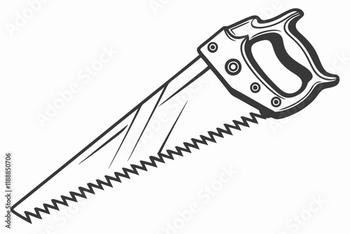 Hand saw vector silhouette on a white background