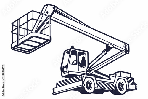 Hydraulic lift vector silhouette on a white background
