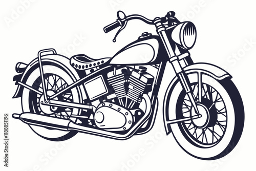 Motorcycle engine vector silhouette on a white background photo