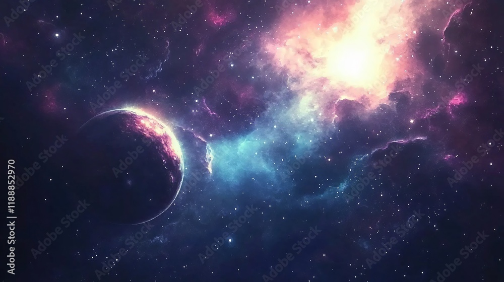 Cosmic Planet Nebula Galaxy Space Art Background Cosmic Planet Nebula Galaxy Space Art Background
