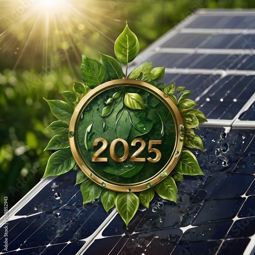 solar panel with new year 2025 