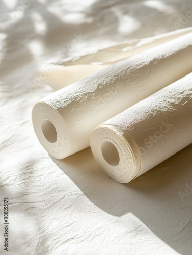 Textured paintable wallpaper rolls for professional interior decoration and design projects. photo