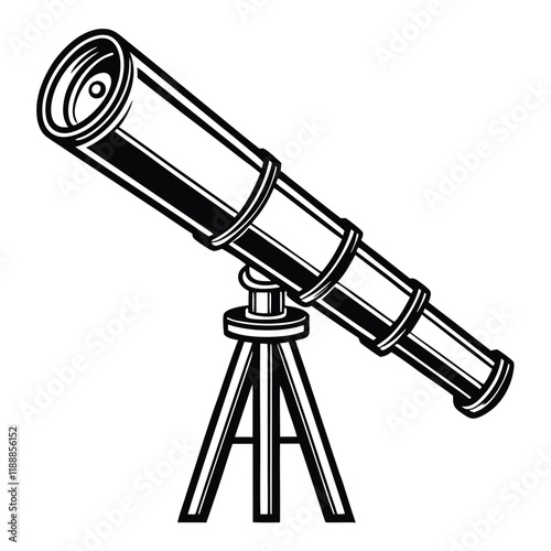 telescope Silhouette, vector black color silhouette, on a white background