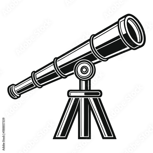 telescope Silhouette, vector black color silhouette, on a white background