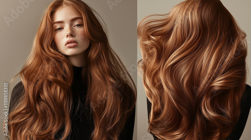 Profeccional photo, realistic woman model with long hair posing for a photo, long hair, hair photoshoot 
