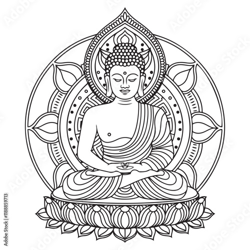 Meditating Buddha vector illustration template