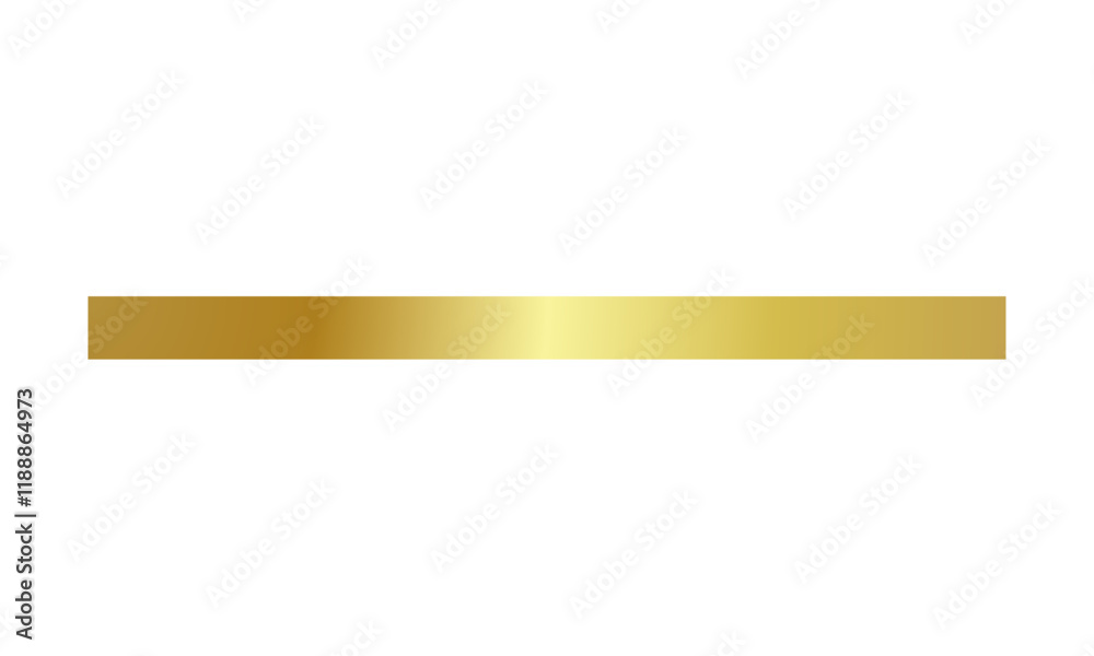 Gold banner bar isolated on a transparent background. Shiny decorative element for elegant design and messaging