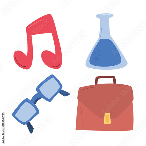 Colorful school supply texture tonal style icons