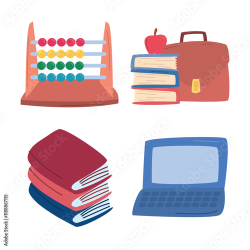 Colorful school supply texture tonal style icons