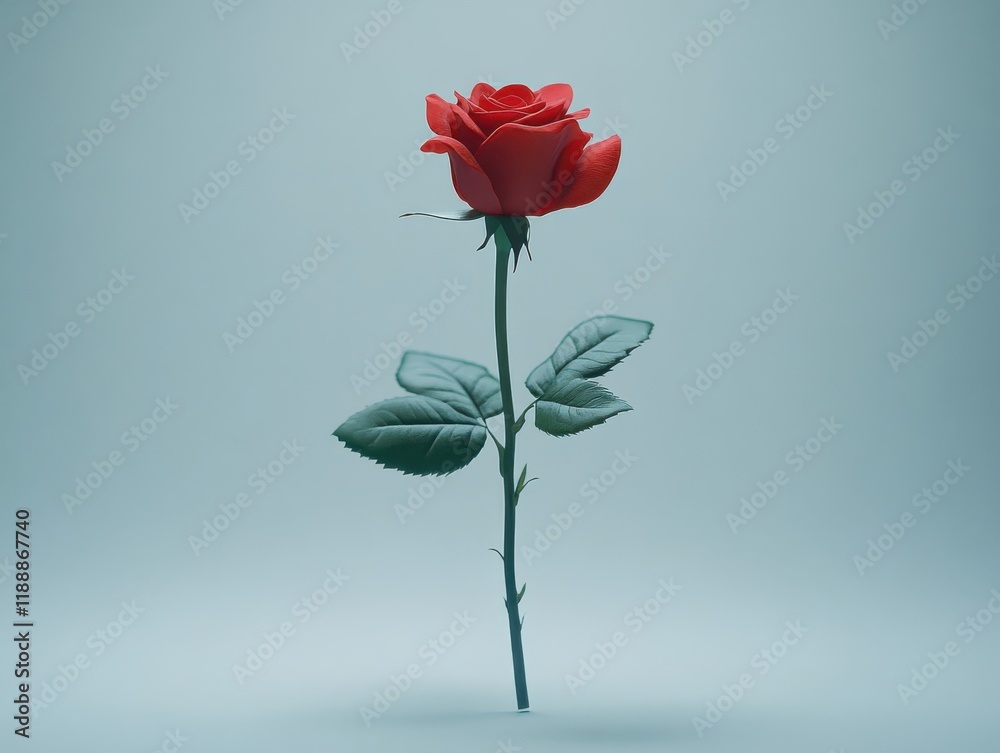 Obraz premium A single red rose symbolizing celebration and tradition on a solid white background
