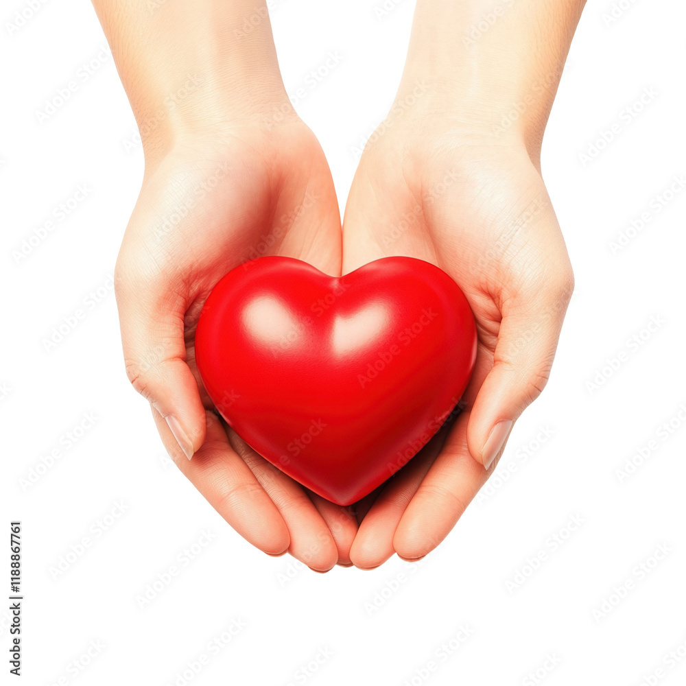 Caring hands holding heart symbol studio image of love isolated close-up transparent background Caring hands holding heart symbol studio image of love isolated close-up transparent background