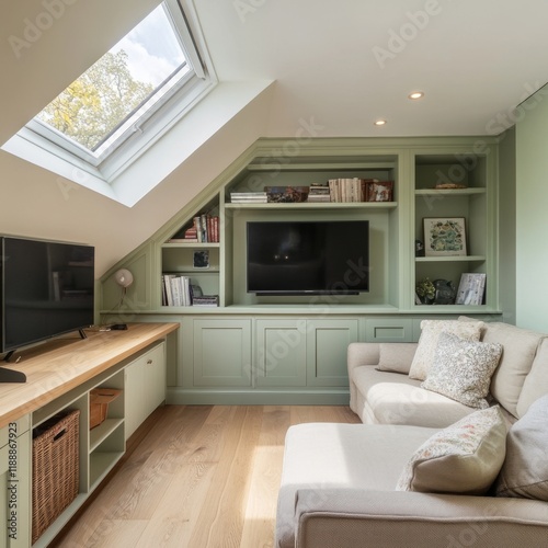 Attic Loft Conversion with Built in Storage and TV