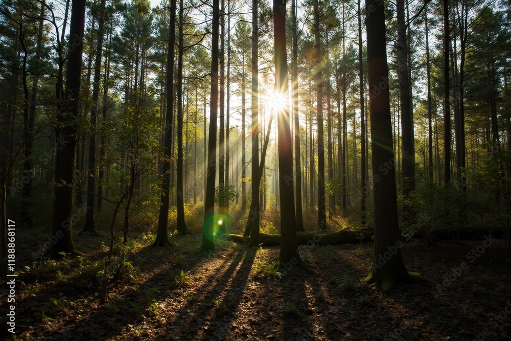 Fototapeta premium Sunlit Serenity in the Forest Canopy