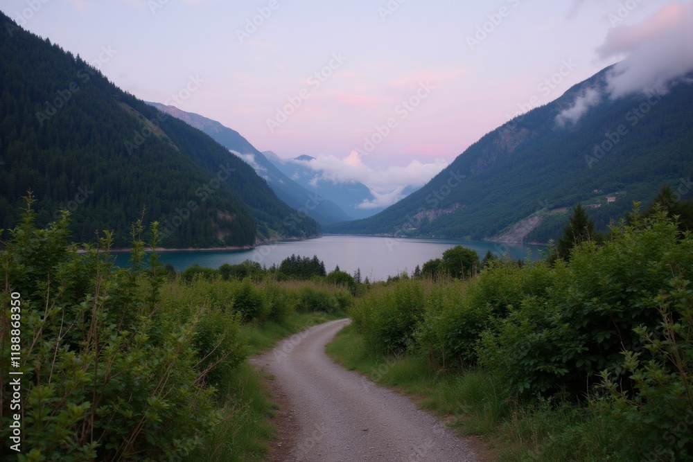 Serene Lake and Mountain Landscape at Dawn Serene Lake and Mountain Landscape at Dawn