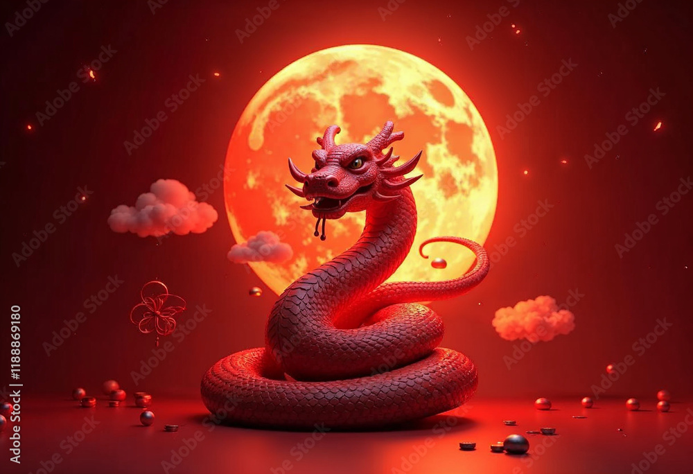 Snake Guardian at the Festive Gate: A majestic snake coils around a decorated Chinese gate, symbolizing protection and prosperity. Snake Guardian at the Festive Gate: A majestic snake coils around a decorated Chinese gate, symbolizing protection and prosperity.