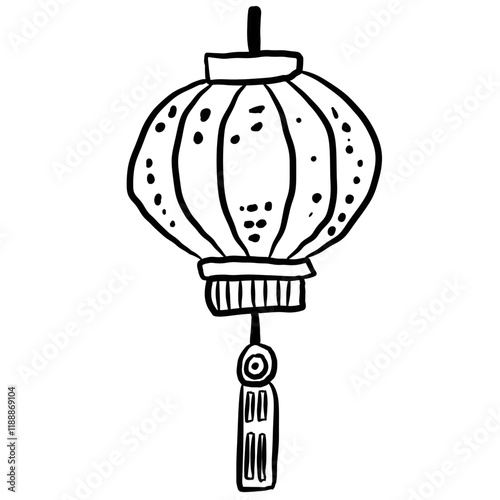Simple Chinese New Year lantern sketch in doodle style