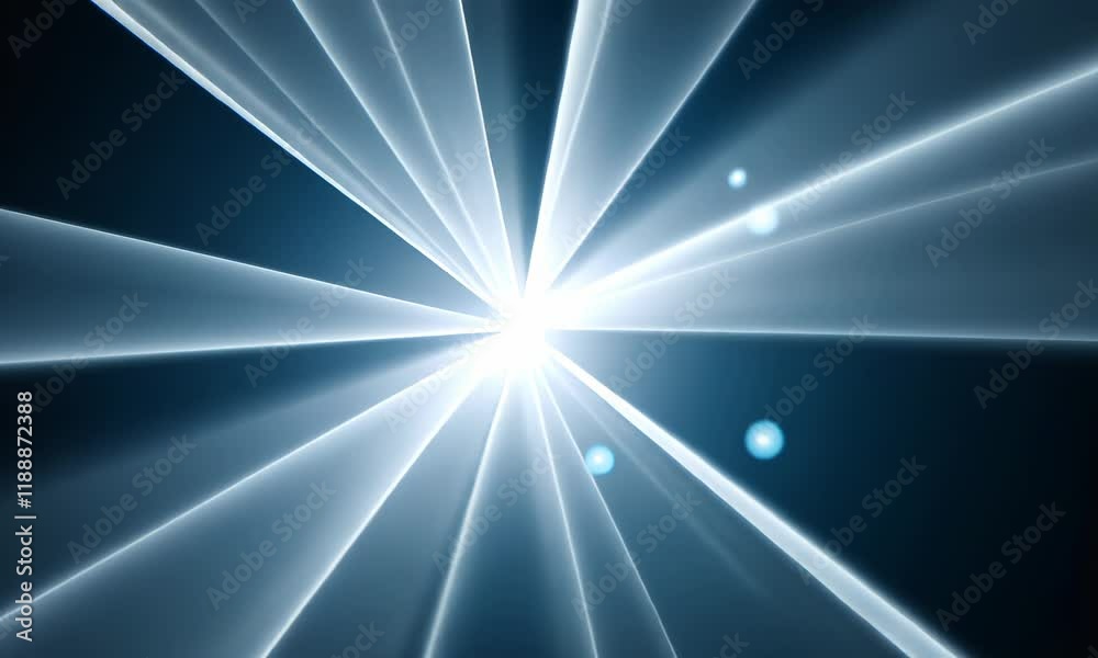 Bright teal light rays burst from center on dark background. Bright teal light rays burst from center on dark background.