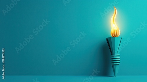 A stylized torch with a flame against a turquoise background. celebration of African American history concept
