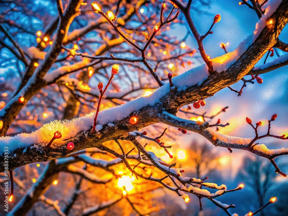 Winter Tree Silhouette: Macro Photography of Bare Branches Against a Cold Sky Winter Tree Silhouette: Macro Photography of Bare Branches Against a Cold Sky