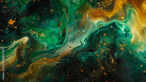 Abstract Green and Gold Swirl Wallpaper