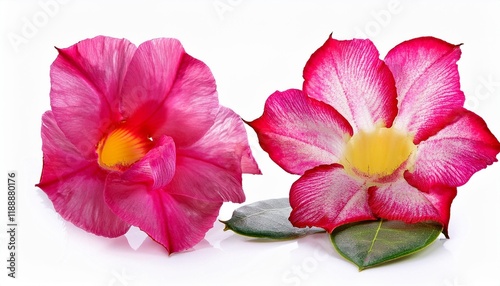 vibriant and colorful desert rose flower isolated on white background photo