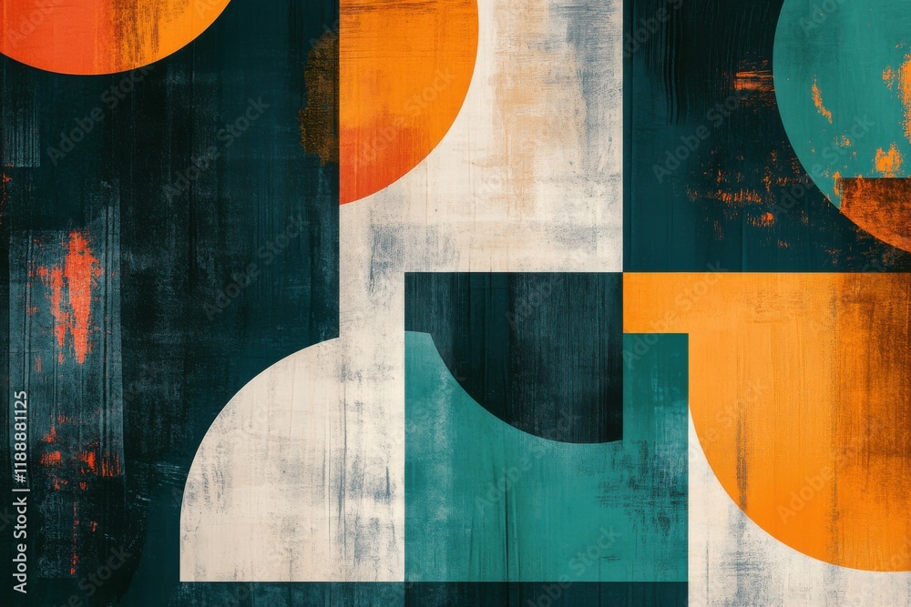 Naklejka premium Vibrant abstract background showcasing dynamic forms, intricate textures, and an engaging color palette of teal and orange for creative design projects and digital art