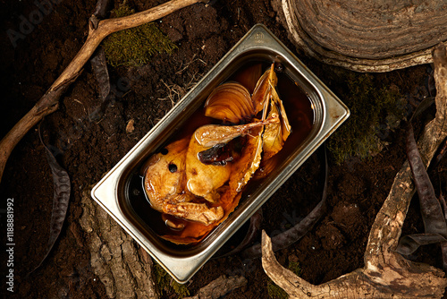 Stewed partridge with sauce in a stew dish