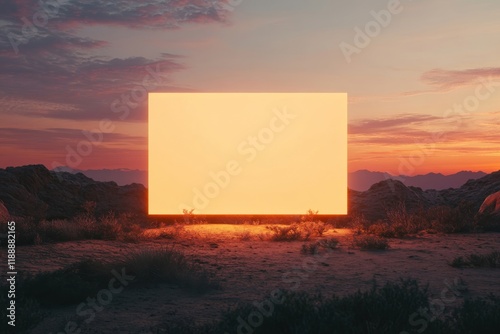 Stunning promotional billboard mockup with expansive blank canvas set against a captivating sunset horizon for marketing and advertising projects photo