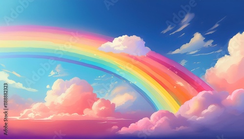 beauty gentle pastel with fluffy clouds on sky multi color rainbow picture