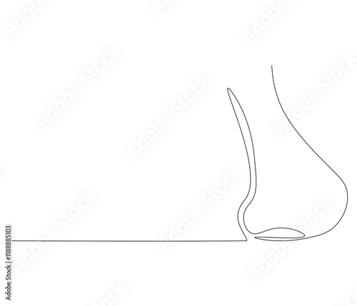 One continuous line drawing of nose . Single line of nose vector illustration
