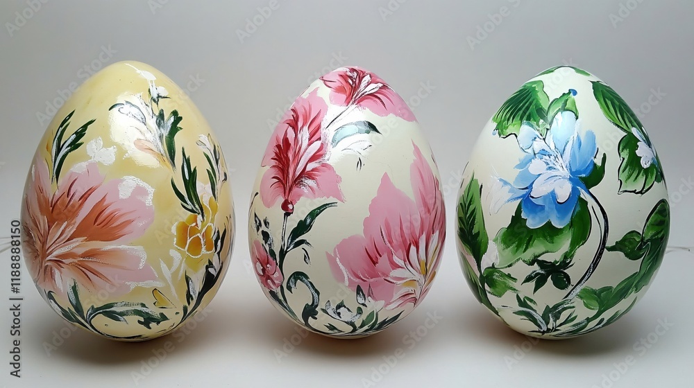 Fototapeta premium Elegant Hand Painted Floral Easter Eggs Festive Spring Decor