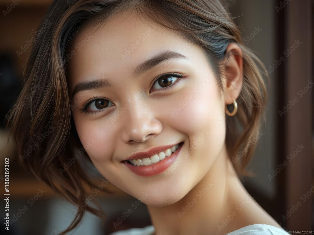 Close up portrait of a handsome attractive and cheerful young asian beautiful woman. Confidence, happy face and smiling female. Portrait of a joyful gorgeous person looking at the camera. Headshot. Close up portrait of a handsome attractive and cheerful young asian beautiful woman. Confidence, happy face and smiling female. Portrait of a joyful gorgeous person looking at the camera. Headshot.
