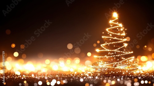 Golden Christmas Tree Sparkle