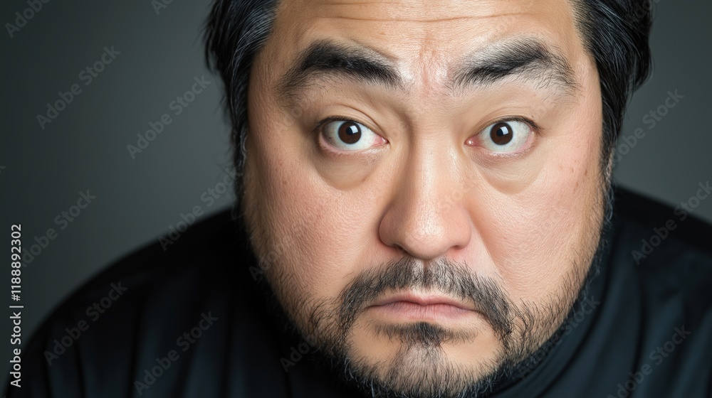 Obraz premium Close-up of an East Asian man excited about frozen food's convenience and variety