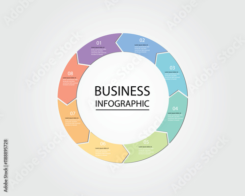 Business Infographic modern design template for banners and infographics for 8 circle arrow step 