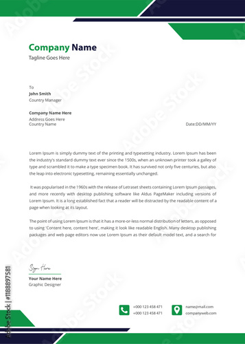 Corporate modern letterhead template design vector illustration