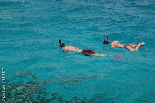 persons snorkeling in the sea